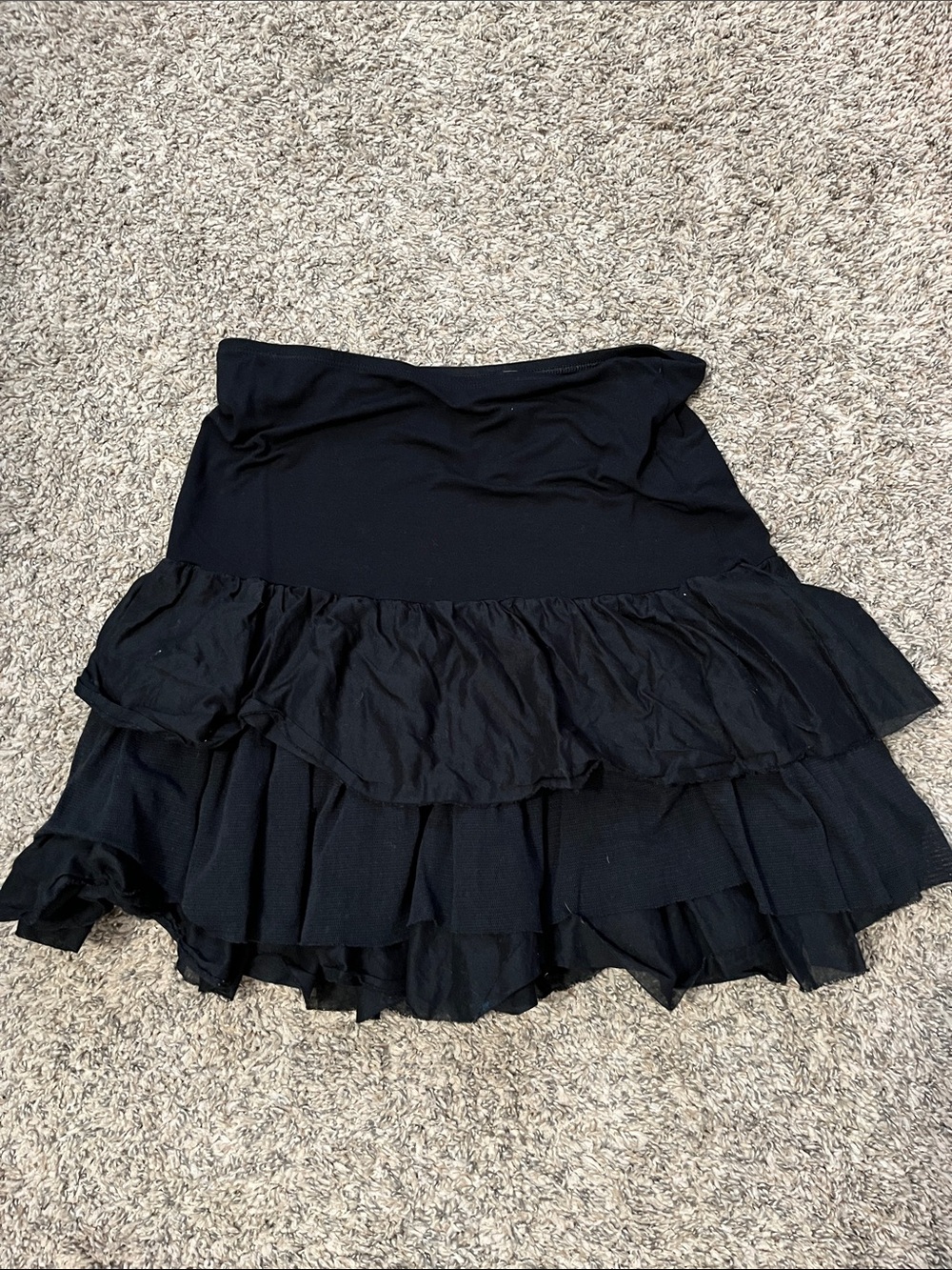 ☀️ 🎃 Black Tiered Ruffle Skater Skirt - Unbranded